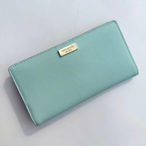 Kate Spade Tiffany Blue Saffiano Leather Bifold Wallet Wristlet – Good Condition - Picture 2 of 6